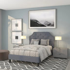 Letto a piattaforma a costine ad arco beige/grigio chiaro/grigio scuro/nero, Queen, 1 materasso