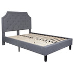Letto a piattaforma a costine ad arco beige/grigio chiaro/grigio scuro/nero, Queen, 1 materasso