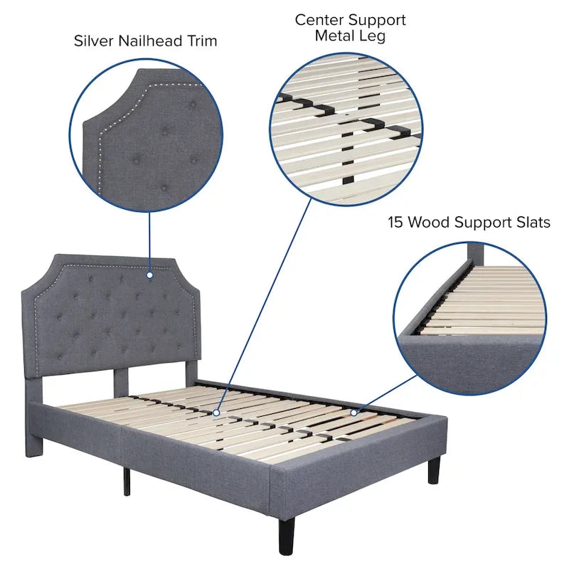 Letto a piattaforma a costine ad arco beige/grigio chiaro/grigio scuro/nero, Queen, 1 materasso