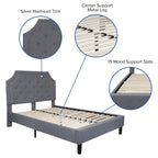 Letto a piattaforma a costine ad arco beige/grigio chiaro/grigio scuro/nero, Queen, 1 materasso