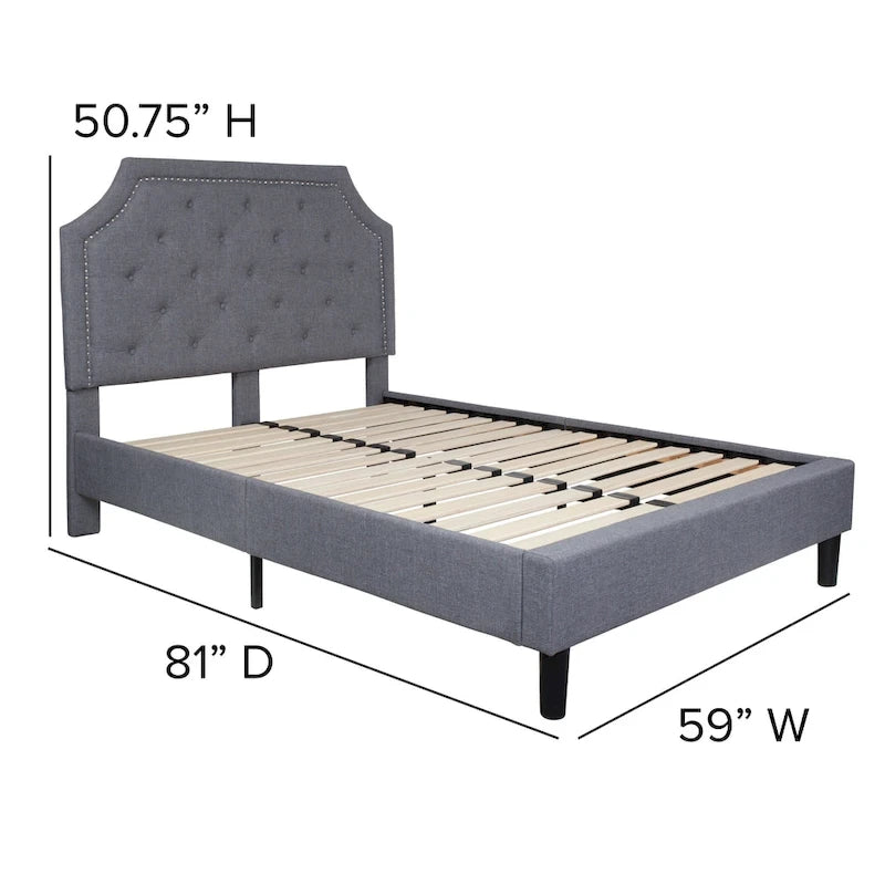 Letto a piattaforma a costine ad arco beige/grigio chiaro/grigio scuro/nero, Queen, 1 materasso
