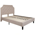 Letto a piattaforma a costine ad arco beige/grigio chiaro/grigio scuro/nero, Queen, 1 materasso