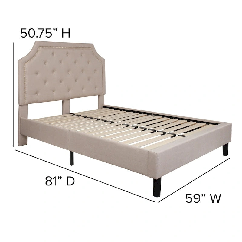 Letto a piattaforma a costine ad arco beige/grigio chiaro/grigio scuro/nero, Queen, 1 materasso