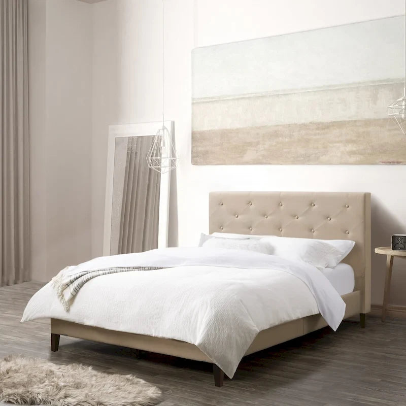 Struttura letto imbottita con bottoni, misura piazza e mezza, Grigio Scuro / Blu / Crema / Grigio Chiaro, 1 persona