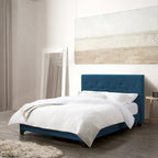 Struttura letto imbottita con bottoni, misura piazza e mezza, Grigio Scuro / Blu / Crema / Grigio Chiaro, 1 persona