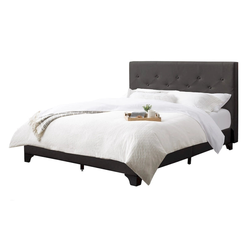 Struttura letto imbottita con bottoni, misura piazza e mezza, Grigio Scuro / Blu / Crema / Grigio Chiaro, 1 persona