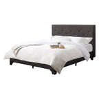 Struttura letto imbottita con bottoni, misura piazza e mezza, Grigio Scuro / Blu / Crema / Grigio Chiaro, 1 persona