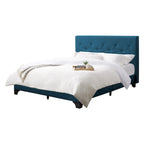 Struttura letto imbottita con bottoni, misura piazza e mezza, Grigio Scuro / Blu / Crema / Grigio Chiaro, 1 persona