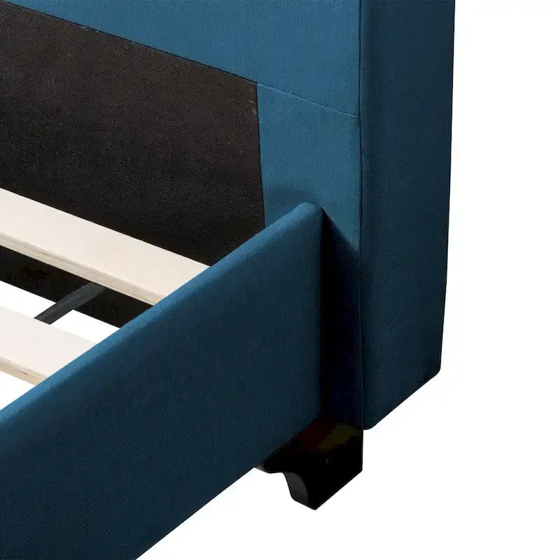 Struttura letto imbottita con bottoni, misura piazza e mezza, Grigio Scuro / Blu / Crema / Grigio Chiaro, 1 persona