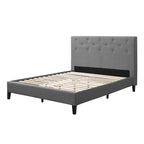 Struttura letto imbottita con bottoni, misura piazza e mezza, Grigio Scuro / Blu / Crema / Grigio Chiaro, 1 persona