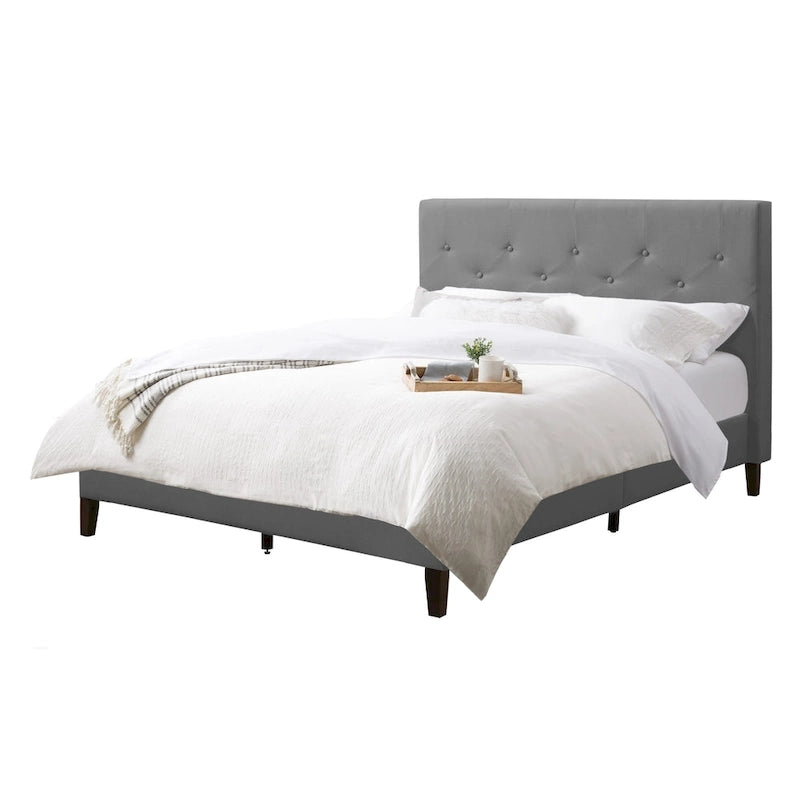 Struttura letto imbottita con bottoni, misura piazza e mezza, Grigio Scuro / Blu / Crema / Grigio Chiaro, 1 persona