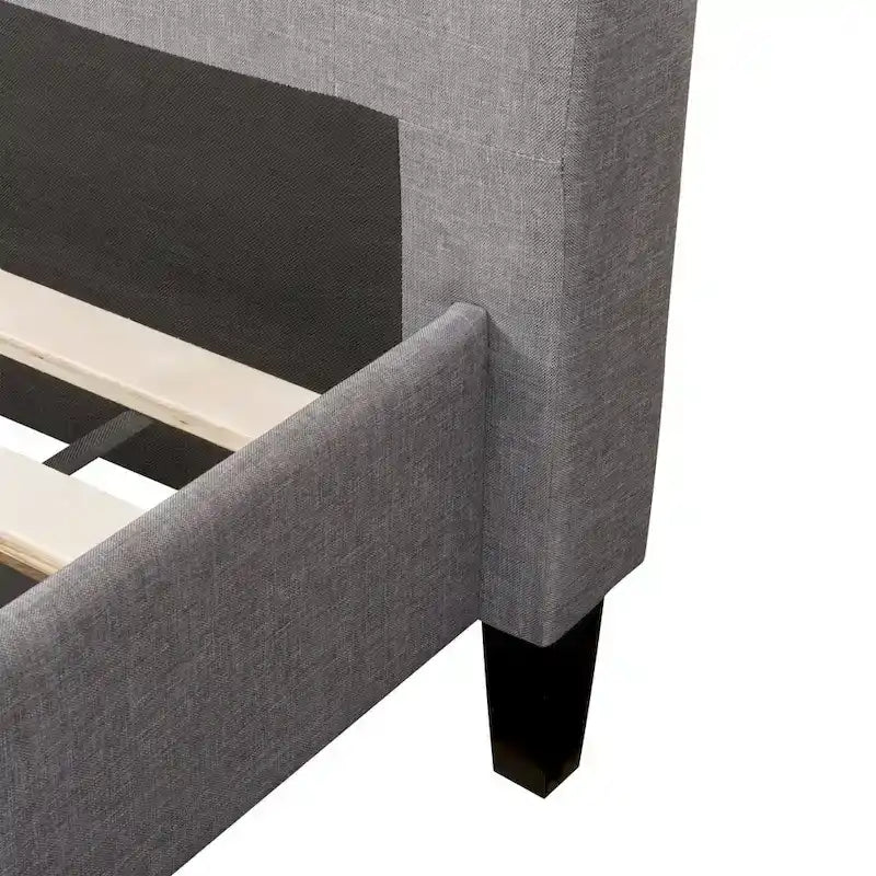 Struttura letto imbottita con bottoni, misura piazza e mezza, Grigio Scuro / Blu / Crema / Grigio Chiaro, 1 persona