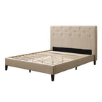 Struttura letto imbottita con bottoni, misura piazza e mezza, Grigio Scuro / Blu / Crema / Grigio Chiaro, 1 persona