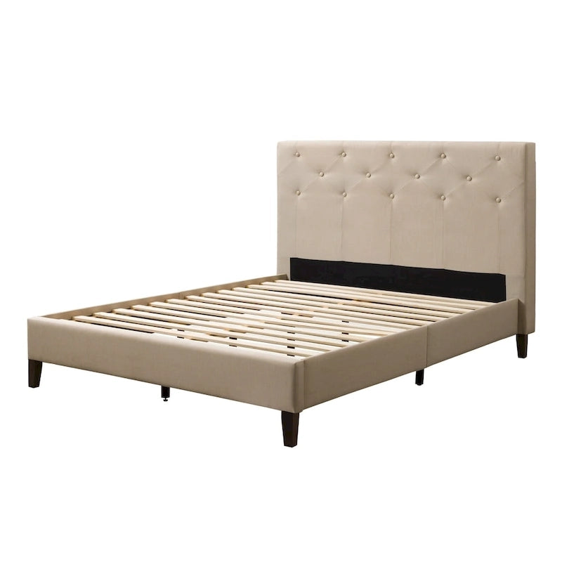 Struttura letto imbottita con bottoni, misura piazza e mezza, Grigio Scuro / Blu / Crema / Grigio Chiaro, 1 persona