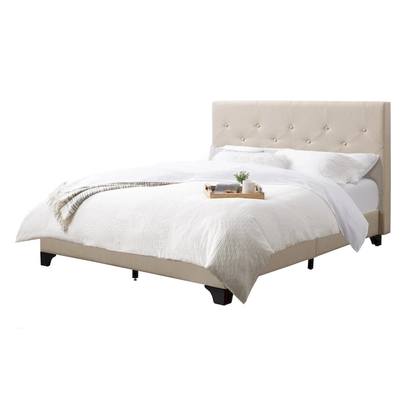 Struttura letto imbottita con bottoni, misura piazza e mezza, Grigio Scuro / Blu / Crema / Grigio Chiaro, 1 persona