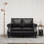 Divanetto a 2 posti in similpelle marrone scuro / cognac / nero con borchie