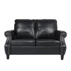 Divanetto a 2 posti in similpelle marrone scuro / cognac / nero con borchie