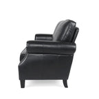 Divanetto a 2 posti in similpelle marrone scuro / cognac / nero con borchie