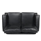 Divanetto a 2 posti in similpelle marrone scuro / cognac / nero con borchie