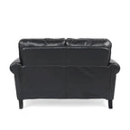Divanetto a 2 posti in similpelle marrone scuro / cognac / nero con borchie