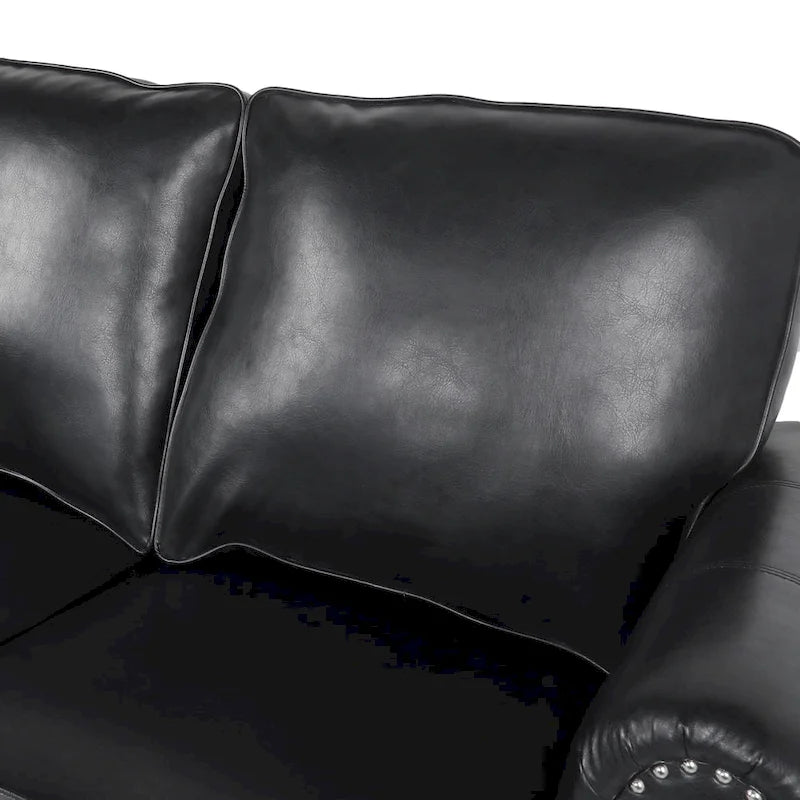Divanetto a 2 posti in similpelle marrone scuro / cognac / nero con borchie