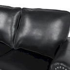 Divanetto a 2 posti in similpelle marrone scuro / cognac / nero con borchie
