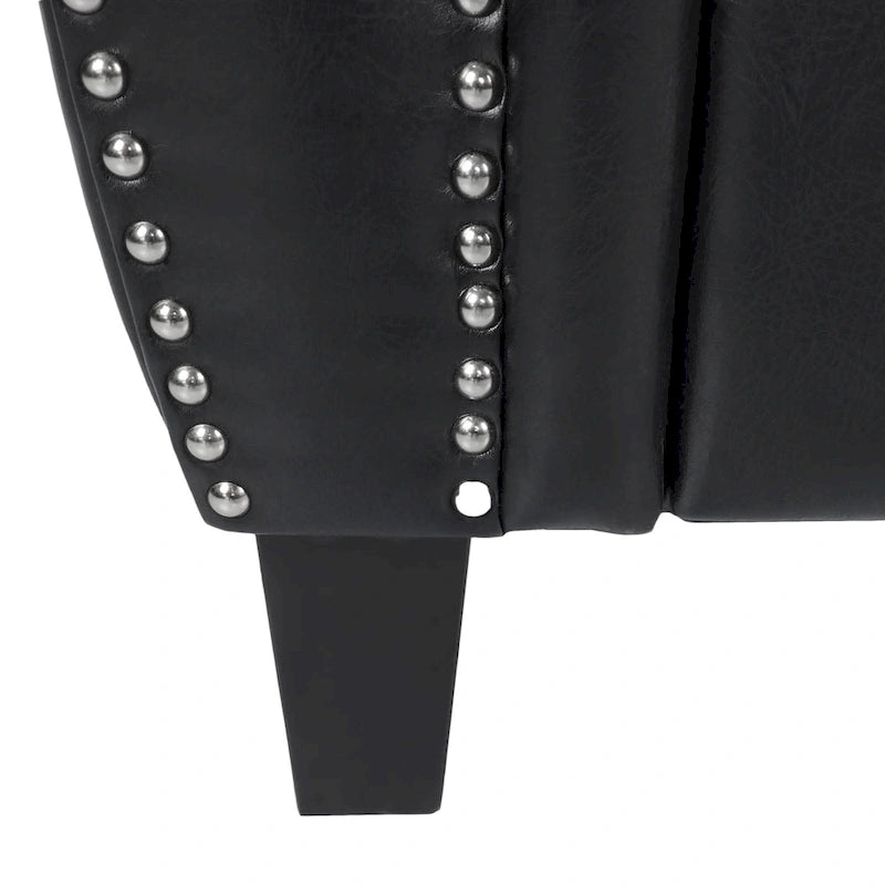 Divanetto a 2 posti in similpelle marrone scuro / cognac / nero con borchie
