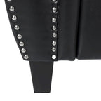 Divanetto a 2 posti in similpelle marrone scuro / cognac / nero con borchie
