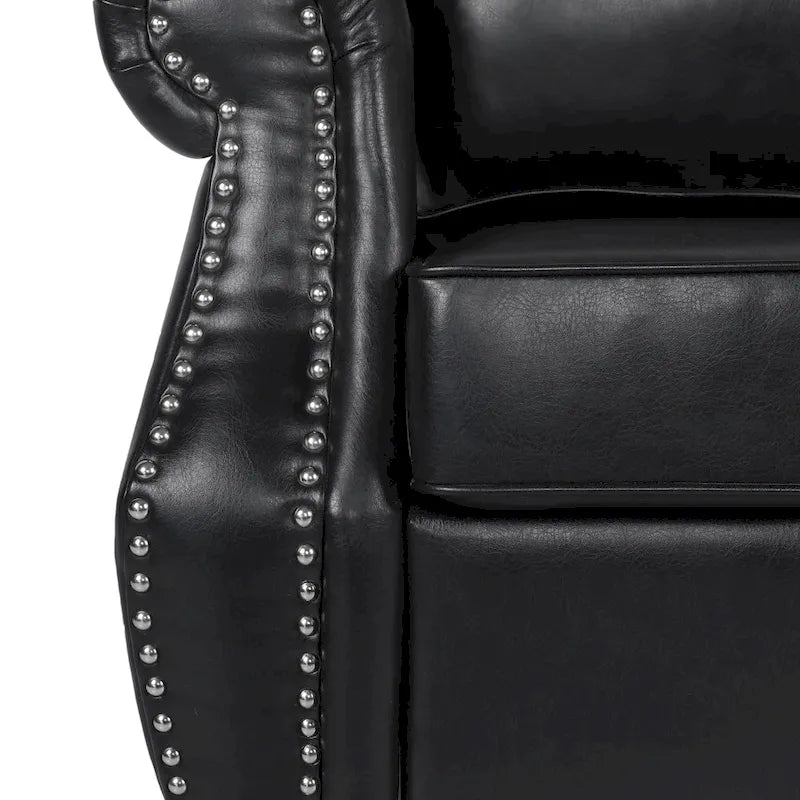 Divanetto a 2 posti in similpelle marrone scuro / cognac / nero con borchie