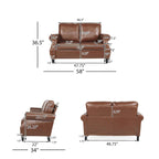 Divanetto a 2 posti in similpelle marrone scuro / cognac / nero con borchie