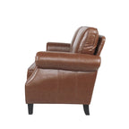 Divanetto a 2 posti in similpelle marrone scuro / cognac / nero con borchie