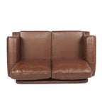 Divanetto a 2 posti in similpelle marrone scuro / cognac / nero con borchie