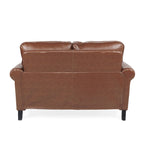 Divanetto a 2 posti in similpelle marrone scuro / cognac / nero con borchie