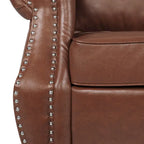 Divanetto a 2 posti in similpelle marrone scuro / cognac / nero con borchie