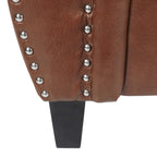 Divanetto a 2 posti in similpelle marrone scuro / cognac / nero con borchie