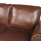 Divanetto a 2 posti in similpelle marrone scuro / cognac / nero con borchie