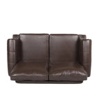 Divanetto a 2 posti in similpelle marrone scuro / cognac / nero con borchie