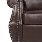 Divanetto a 2 posti in similpelle marrone scuro / cognac / nero con borchie