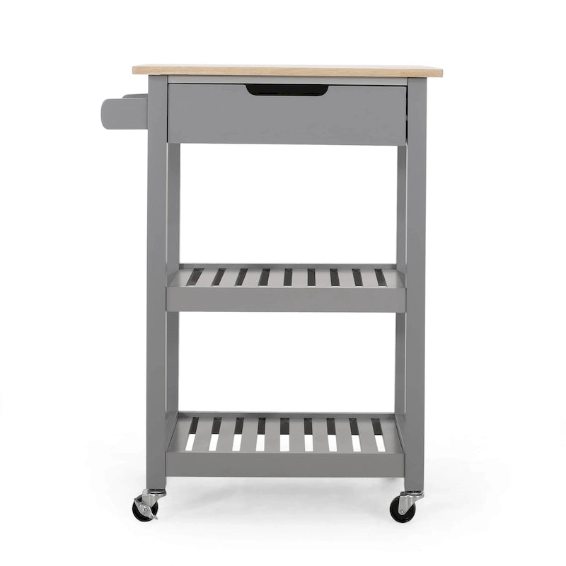 Carrello da cucina con rotelle grigio/nero/bianco + naturale (1 persona)