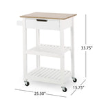 Carrello da cucina con rotelle grigio/nero/bianco + naturale (1 persona)
