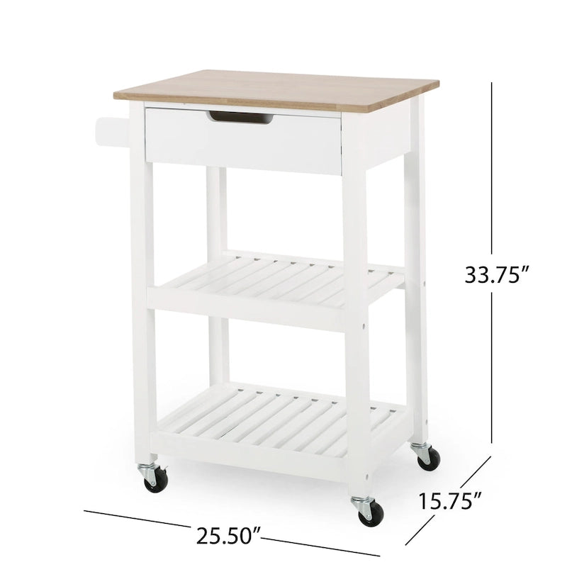 Carrello da cucina con rotelle grigio/nero/bianco + naturale (1 persona)