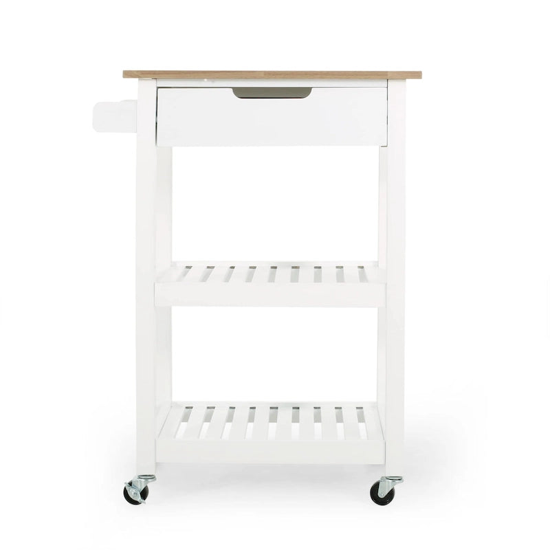 Carrello da cucina con rotelle grigio/nero/bianco + naturale (1 persona)