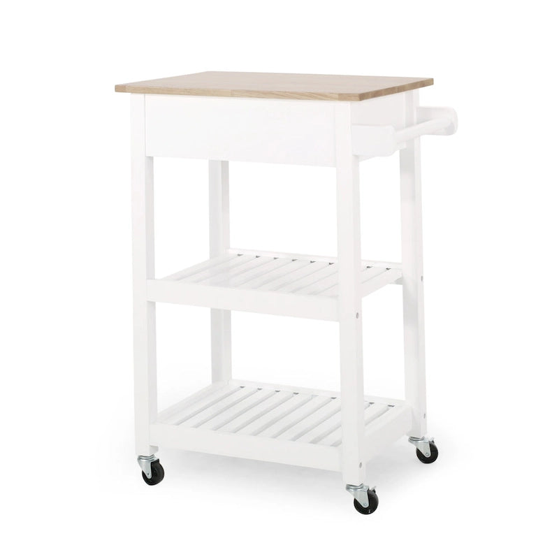 Carrello da cucina con rotelle grigio/nero/bianco + naturale (1 persona)