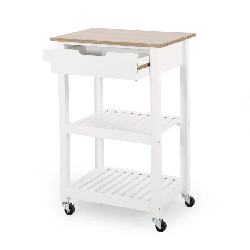 Carrello da cucina con rotelle grigio/nero/bianco + naturale (1 persona)