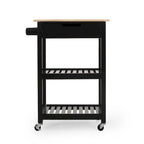 Carrello da cucina con rotelle grigio/nero/bianco + naturale (1 persona)