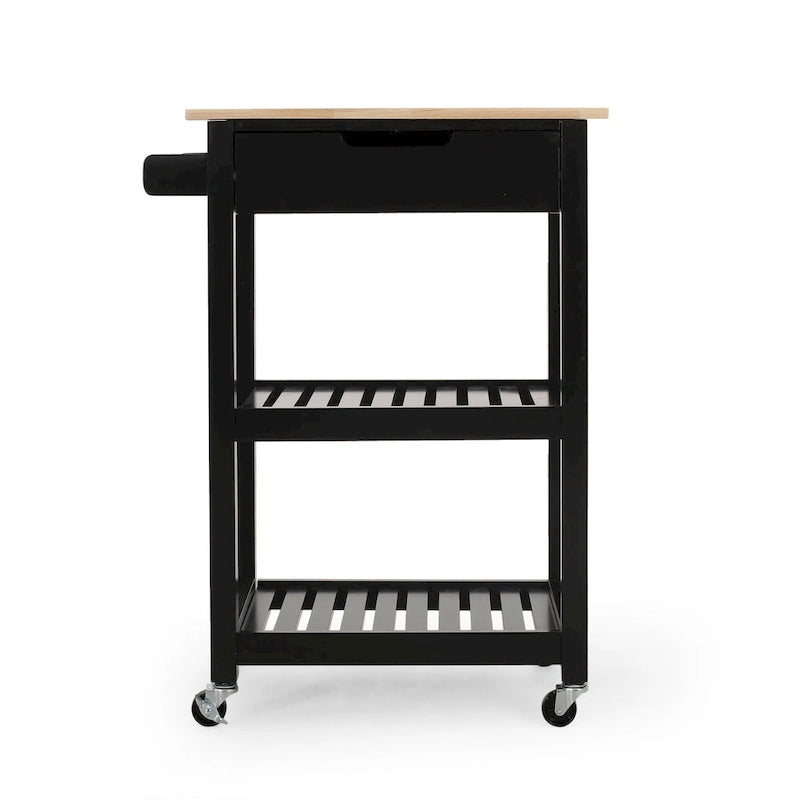 Carrello da cucina con rotelle grigio/nero/bianco + naturale (1 persona)