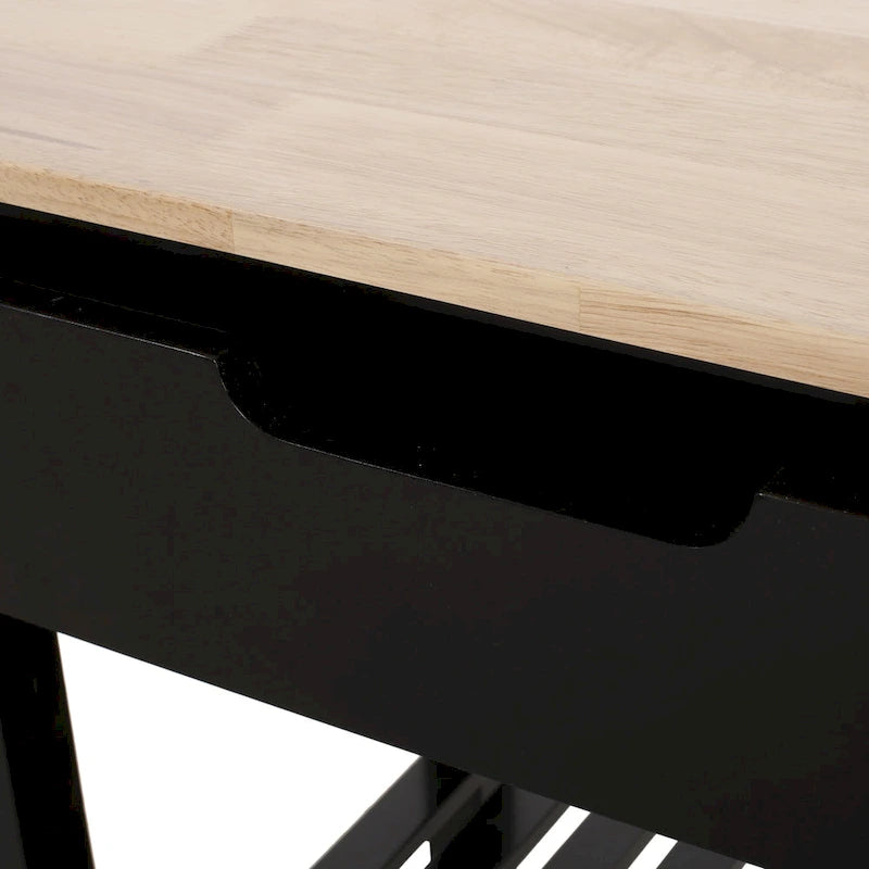 Carrello da cucina con rotelle grigio/nero/bianco + naturale (1 persona)