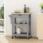 Carrello da cucina con rotelle grigio/nero/bianco + naturale (1 persona)