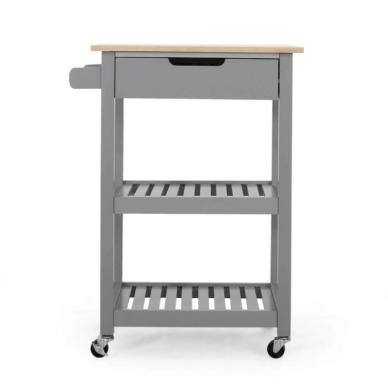 Carrello da cucina con rotelle grigio/nero/bianco + naturale (1 persona)
