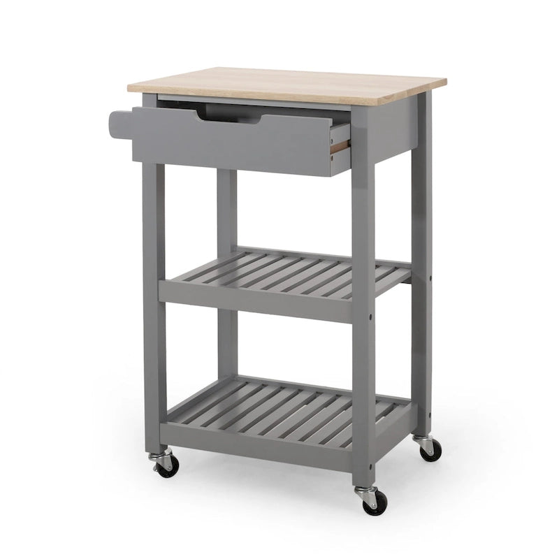 Carrello da cucina con rotelle grigio/nero/bianco + naturale (1 persona)
